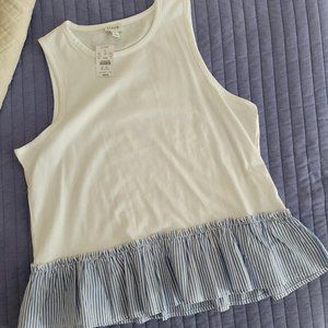 J Crew Woven Hem Tank Top White